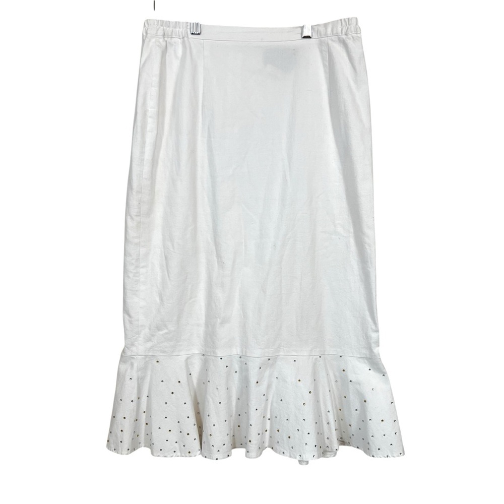 Ashro White Studded Fit and Flare Fishtail Skirt